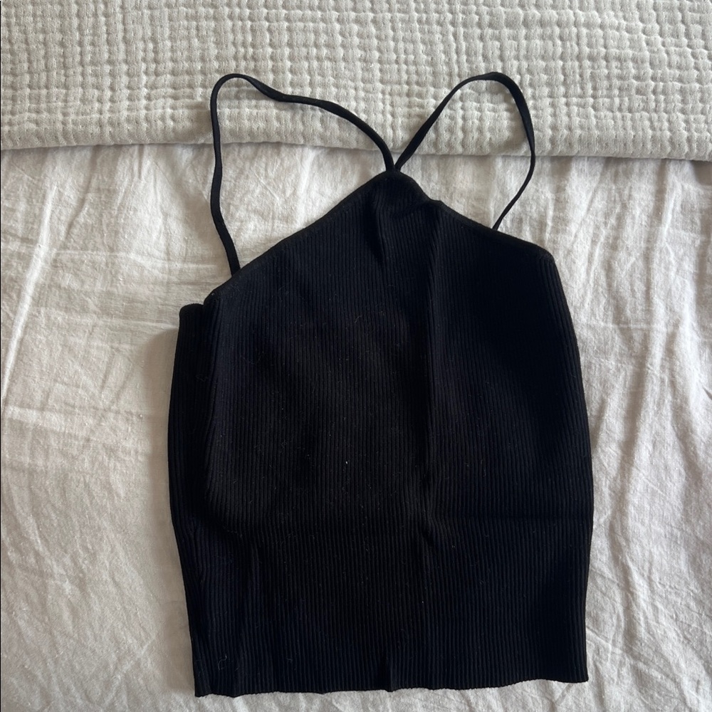 Zara Black Ribbed Camisole Top
